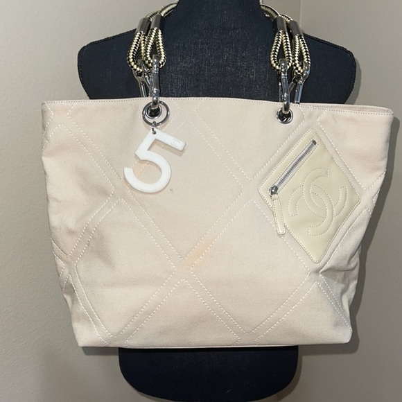 CHANEL • Cabas CC Logo Canvas Shoulder Bag - Picture 2 of 16